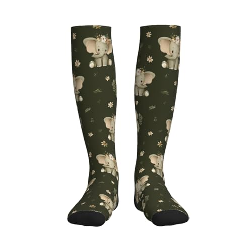 Cute Compression Socks Knee High Support Stockings Women Men - color: Cute Elephant