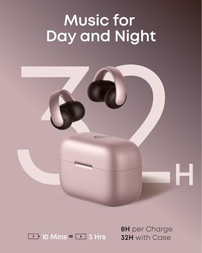 Soundcore AeroClip by Anker Open Ear Earbuds, Clip On Earbuds, Open Ring - color: Rosy Brown