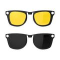 HIBLOKS 2Pcs Polarized Clip for Ray-Ban Meta Wayfarer (RW4006/RW4012 50-22) - size: Standard, Black+Yellow, Matte Black Frame