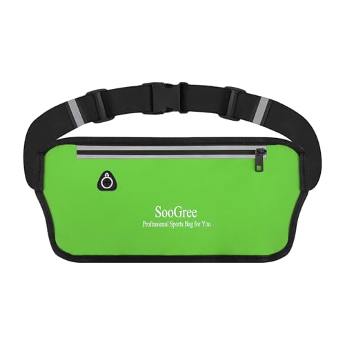 SooGree Running Belt Fanny Pack for Women Men Waterproof Waist Pack Runners Bag Slim Money belt Phone Holder for Sports Hiking Traveling Adjustable Strap Workout Pouch Lightweight Walking Jogging - color: Green, size: 1188