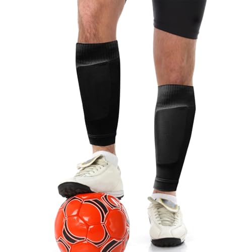 HUIOP Sock,Running Leg Socks, 1 Pair Shin Guard Socks Men Women Soccer Shin Socks Football Calf Sleeves - color: Black