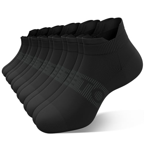 6 Pairs Ankle Compression Socks Women Men 15-20 mmHg Low Cut Athletic Running Arch Support for Travel Nurses Flight - color: Black