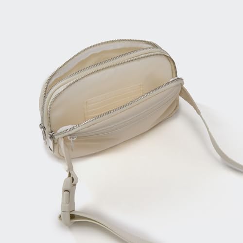 Pander Nylon Fanny Pack Belt Bag for Women with 5 Zipper Pockets - color: White Opal