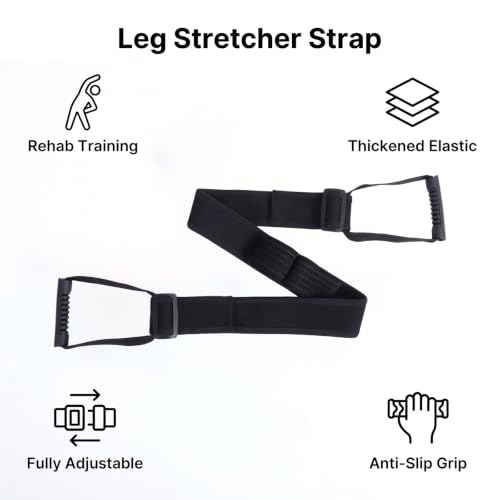 Leg Lifter Strap with Dual Handles, Adjustable Thick Elastic Leg Lifter for Knee Recovery, Post Knee Surgery Must Haves, Knee Exercise Equipment, Hip Kit Aids for Knee Replacement Recovery, Portable Leg Stretching Strap for Home Fitness & Mobility Trainin