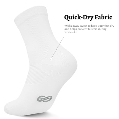 Compression Running Ankle Socks Men & Women 6 Pairs Quarter Cycling Socks - color: White (6 Pairs), size: Large-X-Large