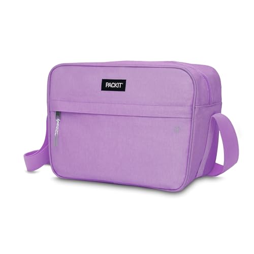 PackIt Freezable Zuma Can Cooler, Built with EcoFreeze Technology, Collapsible, Reusable, Zip Closure with Adjustable Shoulder Strap, Fits 15, 12 Oz Cans - color: Lavender