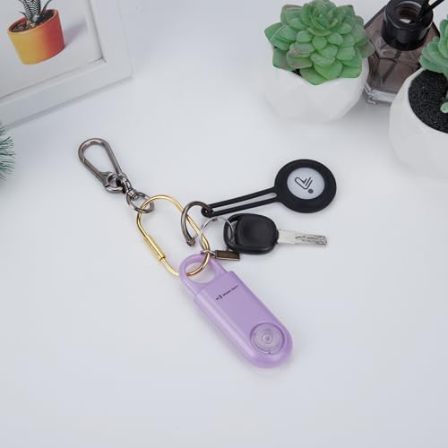 130db Personal Safety Alarm with Ultra Bright Strobe Light. Purple - color: Purple, style: Button cell