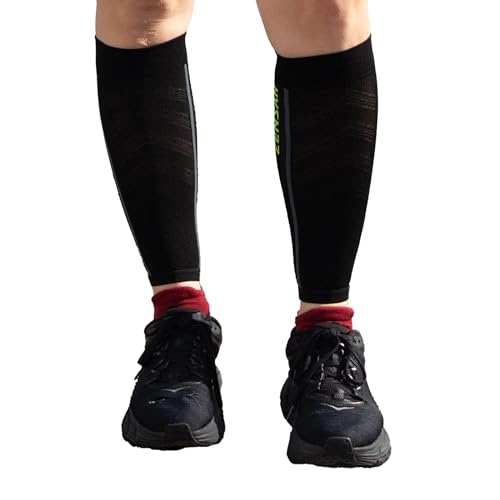 Zensah Featherweight Compression Leg Sleeves - Relieve Shin Splints, Calf Strains - color: Midnight Black, size: Large