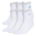 adidas Women's Athletic Cushioned Quarter Ankle Socks 6 Pairs - color: White/Clear Sky Blue/Bliss Lilac Purple