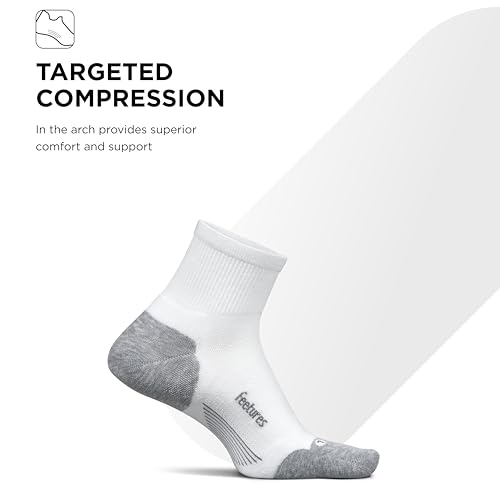 Feetures Elite Max Cushion Quarter Running Sock, 1 Pair - color: White, size: X-Large