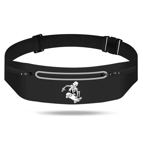 Skull Slim Running Belt for Cell Phones Adjustable fanny packs for Women - color: Skull Skateboard