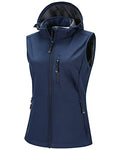 33,000ft Women's Hooded Lightweight Softshell Vest Fleece Lined for Running - color: Blue, size: 3X-Large