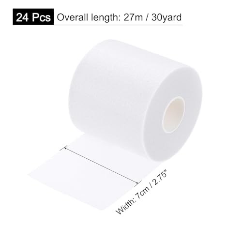 MECCANIXITY 24 Rolls Pre Wrap Athletic Tape 30 Yard x 2.8" Foam Under Wrap Tape Sports Prewrap Headband for Hair Ankles Wrists Hands Knees - color: White