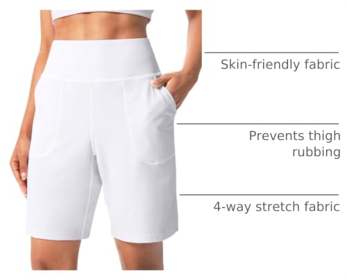 Women's 6"/9" Shorts with Zipper Pocket - color: 9″-white, size: XX-Large