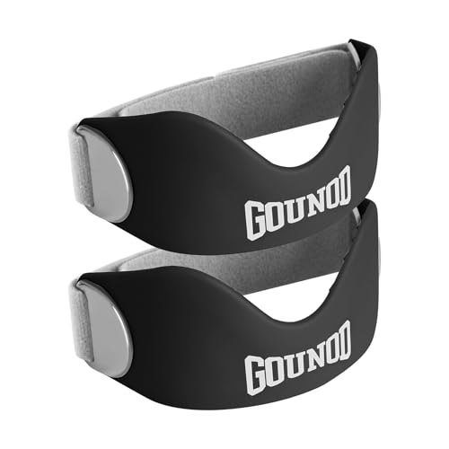 GOUNOD Silicone Patellar Tendon Support Strap 2 Pack,Knee Strap for Knee Pain Relief,Patella Band for Basketball, Jumpers Knee, Tendonitis, Running, Hiking, Soccer, Osgood Schlatter（Black-Grey） - color: Black