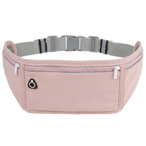 Running Belt for Men & Women, Slim Fanny Pack for Runner, Adjustable Waist Pouch with Phone Holder, Waist Pack Fits All Phones, Run Belt Bag for Running Walking Cycling Gym Camping - Pink - color: Pink