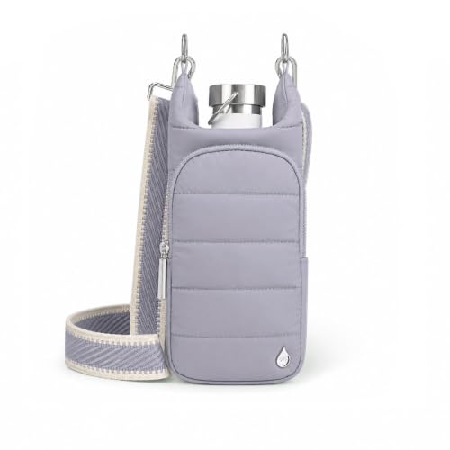 WanderFull Original HydroBag Crossbody Water Bottle Holder with Phone Pocket, Fits Water Bottles up to 32 oz - color: Gray Peacock