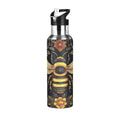 OTVEE Bohemian Golden Bee Water Bottle Sports Water Bottle Insulated Stainless Steel Hot Cold Water Mug with Straw Lid & Handle for Sports Gym 20 oz - color: Bohemian Golden Bee