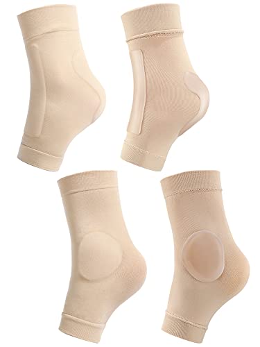 Geyoga 2 Pairs Figure Skating Ankle Pads Socks Sleeves, Beige Color - color: Beige Color