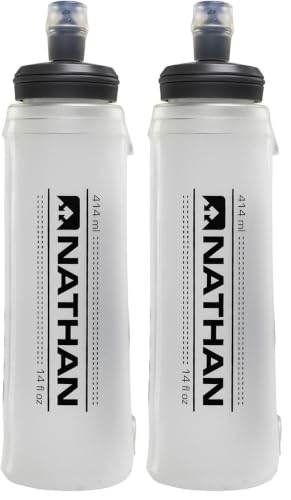 Nathan Soft Flask with Bite Top, Collapsible Running Water Bottle for Hydration, Flexible Soft Flask, 14 oz (Pack of 2) - size: 14 Ounces (Pack of 2)