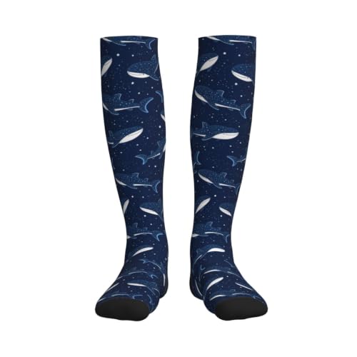 Compression Socks Knee High Support Stockings Women Men - color: Whale Shark