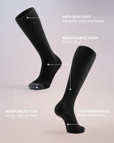 FITRELL 15-20mmHg Compression Socks for Women & Men 4 Pairs - color: Black*4, size: Large-X-Large
