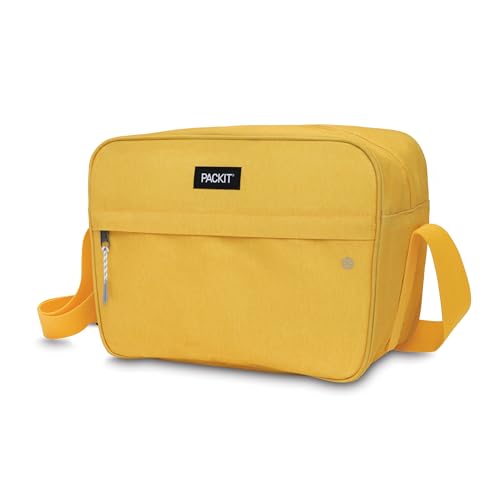 PackIt Freezable Zuma Can Cooler, Built with EcoFreeze Technology, Collapsible, Reusable, Zip Closure with Adjustable Shoulder Strap, Fits 15, 12 Oz Cans - color: Lemonade