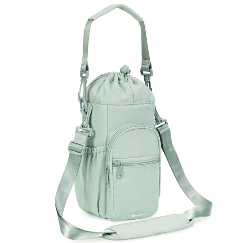 sportsnew 40oz Insulated Crossbody Water Bottle Sling Bag w/Phone Pocket - color: Sage Green