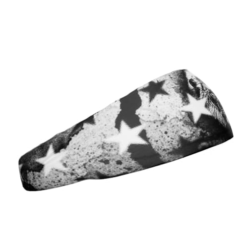 40+ Designs! Unisex Headband/Sweatband. Best for Sports, Fitness, Working Out, Yoga. Tapered Design - color: Lion with Stars