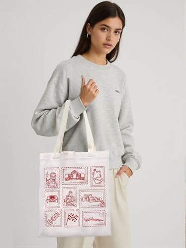 KUIYAI Motorsport Race Stamp Tote Bag Sunday Racing Day Canvas Bag Kart Competition Speed Track Day Gift Checkered Flag Gift