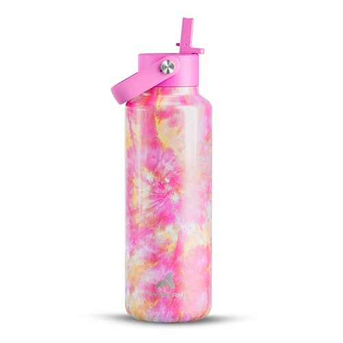 POWCAN 18 oz Insulated Water Bottle: Leakproof, Lightweight, BPA-Free, Cupholder Friendly, Stainless Steel Water Bottle with Straw for Girl, Outdoors, Sport, Daily, Classroom, School (Citrus Dream) - color: Citrus Dream