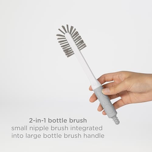 Ubbi On-the-Go Drying Rack & Bottle Brush Set, Holds Up to 8 Bottles, Gray - color: Gray
