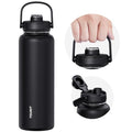 TOURIT 24 oz Insulated Stainless Steel Water Bottle, Black - color: Obsidian, size: 24 Ounces