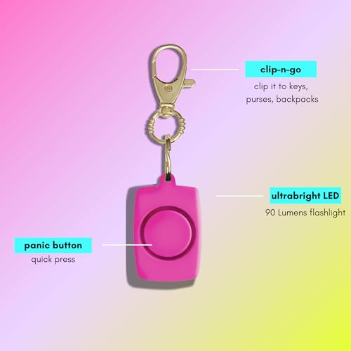 BLINGSTING Personal Safety Alarm for Women - 125 Decibel Loud Self Defense Alarm w/ Recessed Activation Button - LED Light & Keychain Clip - TSA Approved - Durable - Easy-to-Use - Pink (1 Count)
