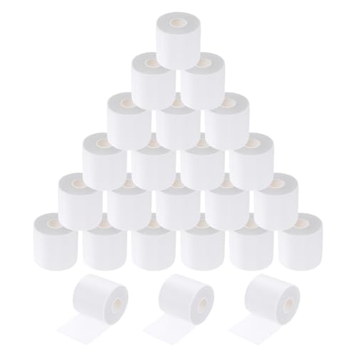 MECCANIXITY 24 Rolls Pre Wrap Athletic Tape 30 Yard x 2.8" Foam Under Wrap Tape Sports Prewrap Headband for Hair Ankles Wrists Hands Knees - color: White