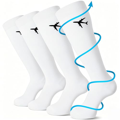 Skicuff 2 Pairs Travel Compression Socks for Men and Women - color: White