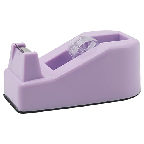 Desktop Tape Dispenser Heavy Duty Desk Accessories Floral Office Tape Dispensers, Weighted Non-Skid Base, Macaron Purple - color: Purple