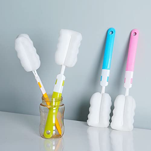 Bottle Brush 8PCS Sponge Cup Brush Set Cup Scrubber Brush Portable Long Handle Water Bottle Cleaner Brush for Baby Bottles Vacuum Flasks Mugs Glasswares (8PCS)