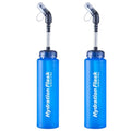Azarxis TPU Soft Flask Collapsible Water Bottles BPA-Free 250ml 350ml 500ml for Hydration Vest Pack Running Hiking Cycling Climbing - color: Blue 500ml / 16.9oz with Fast-flow Straw - 2 Pack