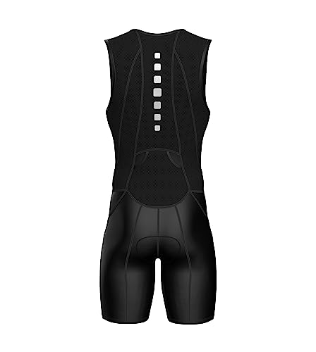 Sparx Men Competitor Triathlon Suit Mens Trisuits | Italian Technical Fabric | Soft Chamois | 4 Pockets | Bike-Swim-Run - color: Black Seams, size: Small