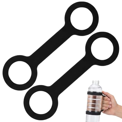 2 Pack Universal Silicone Water Bottle Non-Slip Handle Strap Carrier Grip