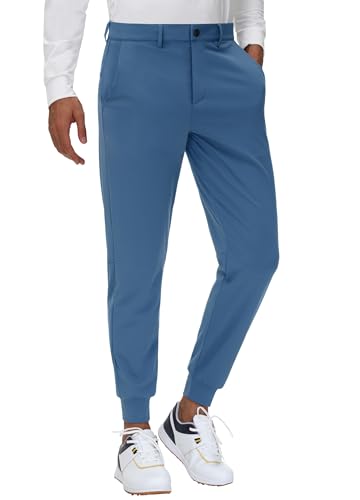 JWM Men's Stretch Golf Joggers Pants with Belt Loops - 29" 34" Slim Fit Tapered Casual Business Travel Dress Work Sweatpants - color: 05-royal Navy, size: Small