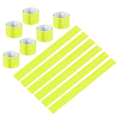 Reflective Slap Bands, 12 Pcs Reflector Band Snap Bracelet Armbands High Visibility Safety Reflectors Wrist Strap Strips for Night Jogging Cycling Running, Fluorescent Yellow