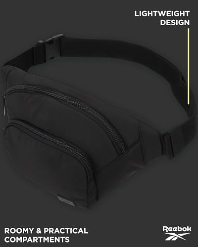 Reebok Belt Bag Fanny Pack for Women & Men, Adjustable Crossbody - color: Kat Black