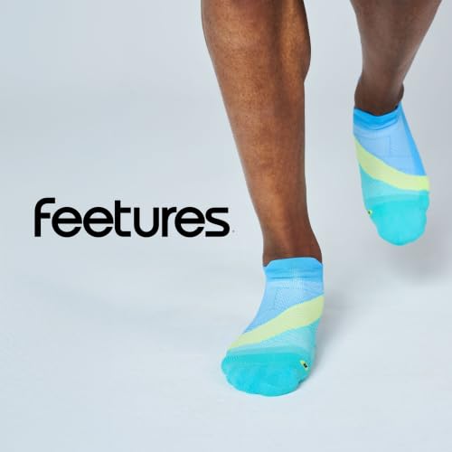 Feetures Elite Light Cushion No Show Tab Sock Wave - color: Arctic Blue (1 Pair), size: Medium