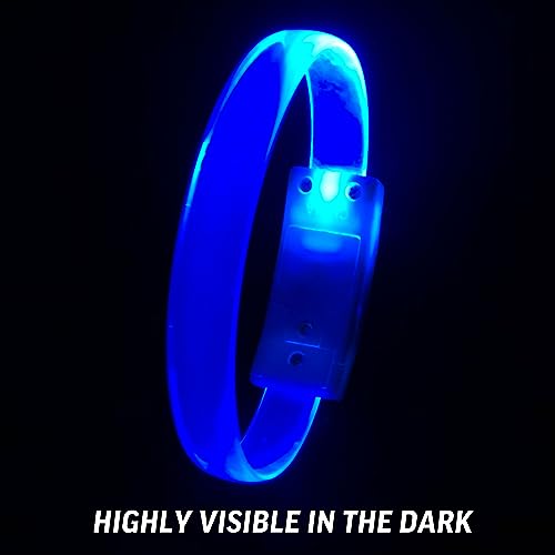 4 Magic Band Pack | Glow in The Dark | Flashing Light up for Concerts | Running Lights for Runners | Glow in The Dark Bracelets | Led Bracelet - color: Blue