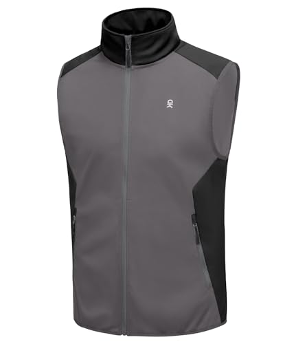 Little Donkey Andy Men's Softshell Vest Lightweight Windproof Waterproof - color: Basic Gray Black, size: Medium