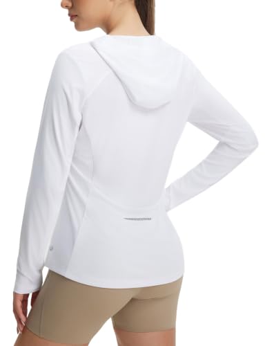 baleaf Women's Sun Shirts Mesh Back Long Sleeve Tops - color: White, size: Large