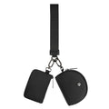 VUTUXA KeyChain Wallet Wristlet For Women Mini Zip Dual Pouch Coin Purse - color: black+black