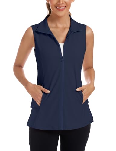 LURANEE Women's Golf Vest Athletic Top with Peplum Hem & Deep Pockets - color: Navy, size: Medium
